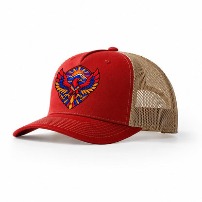 Armenia Minimal Emblem Country Logos Trucker Hat – Red Khaki