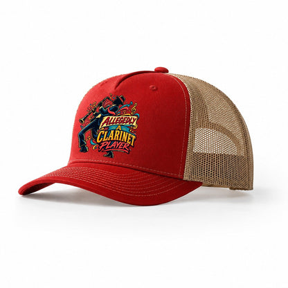 Allegedly A Clarinet Player Music Instruments Trucker Hat – Red Khaki