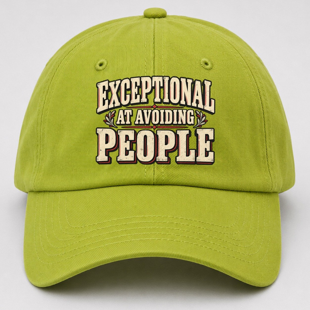 Exceptional At Avoiding People American Wit Baseball Cap – Fluorescent Green