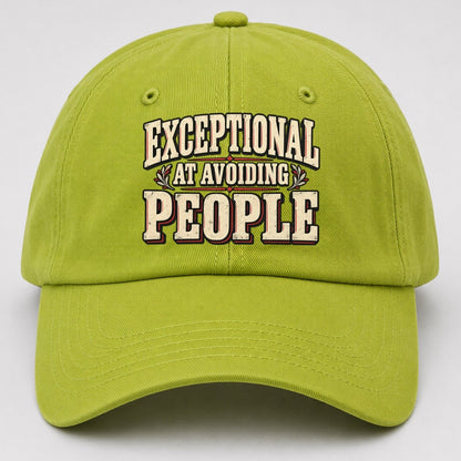 Exceptional At Avoiding People American Wit Baseball Cap – Fluorescent Green