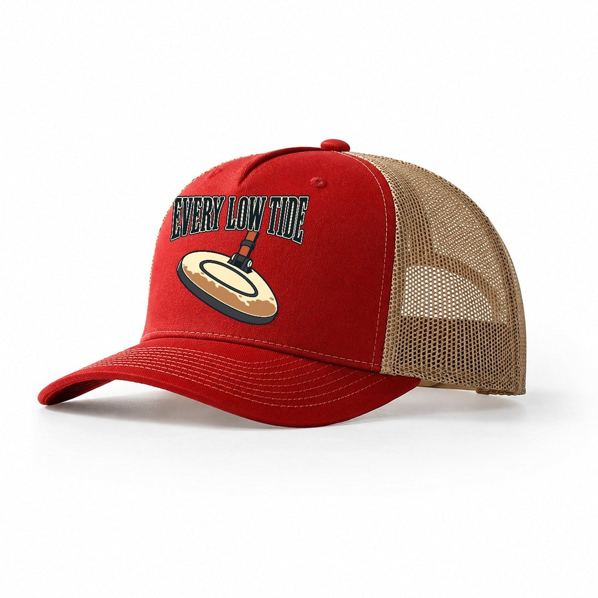 Every Low Tide Treasure Hunting Trucker Hat – Red Khaki
