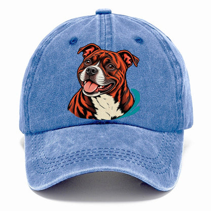 Happy Pitbull Pop Art Portrait Classic Cap – Summer Sky