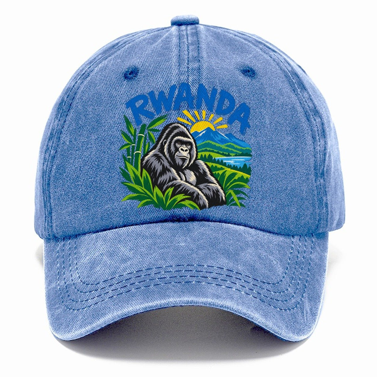 Rwanda Retro Badge Logo Classic Cap – Summer Sky