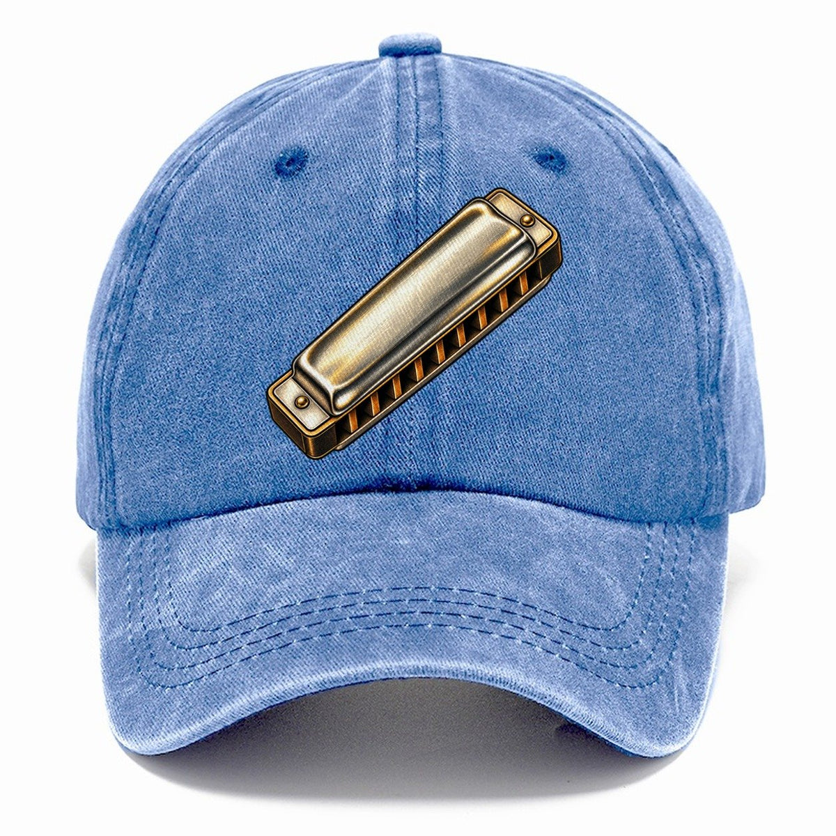 Chrome Harmonica Upright Angle Pastimes Companions Classic Cap – Summer Sky