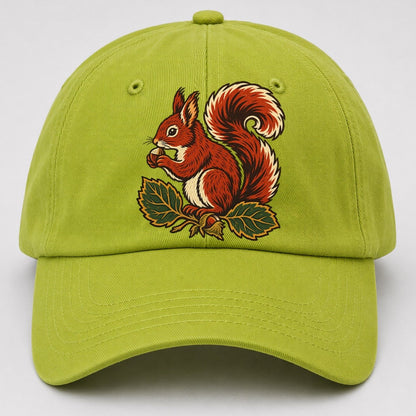 Lake District Red Squirrel And Hazelnuts Uk Culture Heritage Baseball Cap – Fluorescent Green