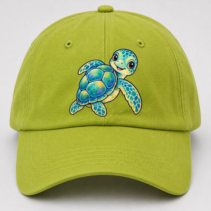 Sea Turtle Shell Turn Sea Sprite Baseball Cap – Fluorescent Green