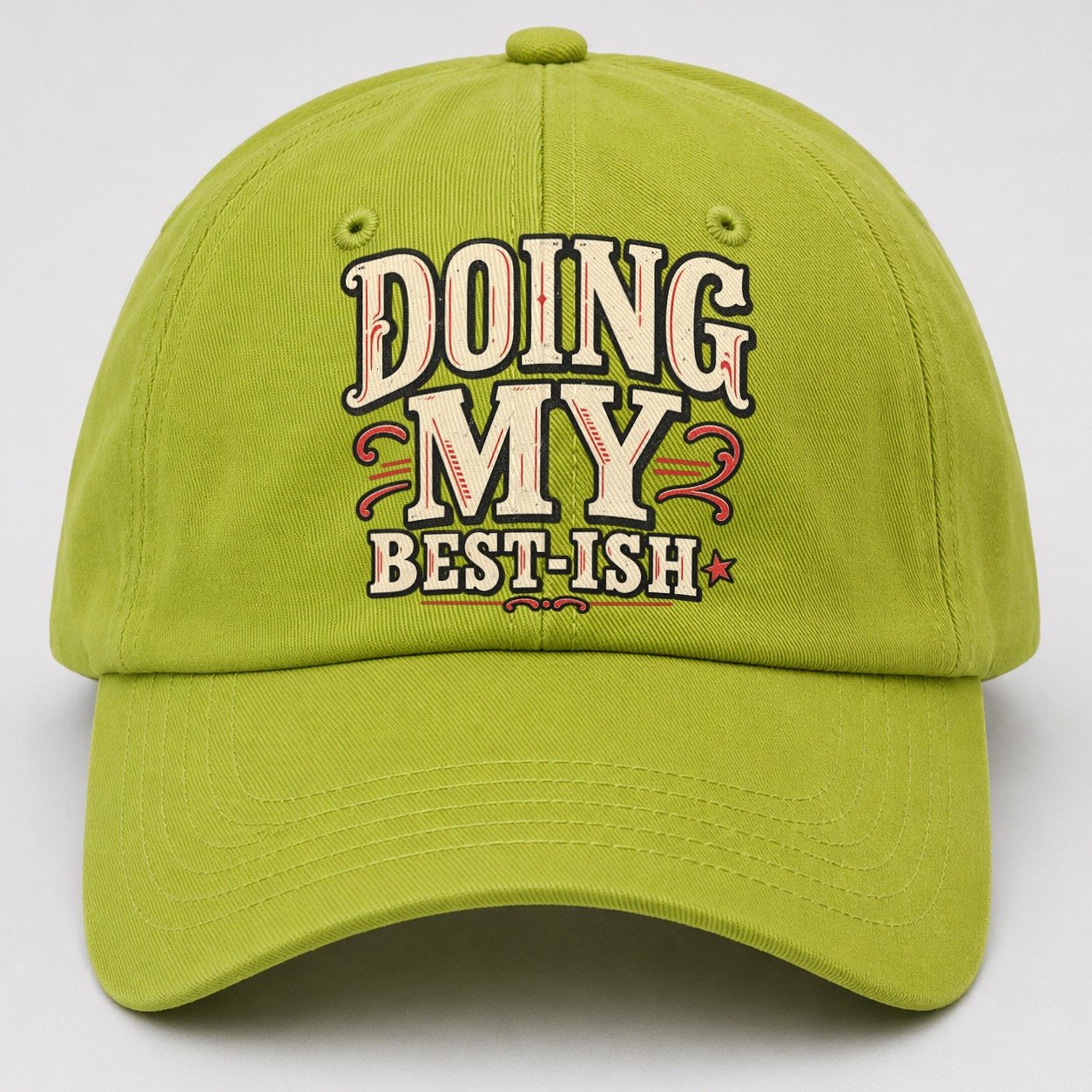 Doing My Best Ish American Wit Baseball Cap – Fluorescent Green