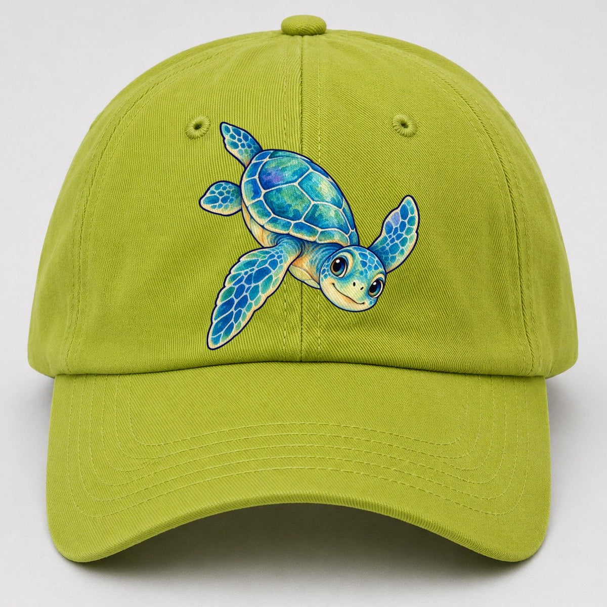Sea Turtle Downward Glide Sea Sprite Baseball Cap – Fluorescent Green