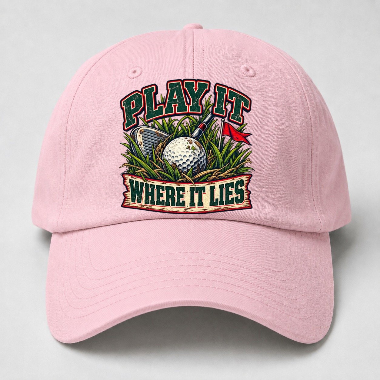 Play It Where It Lies Golf Life Baseball Cap – Pink
