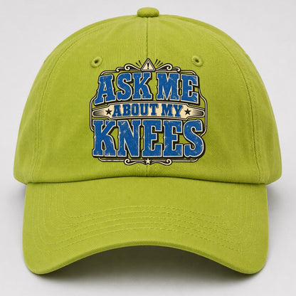 Ask Me About My Knees American Wit Baseball Cap – Fluorescent Green