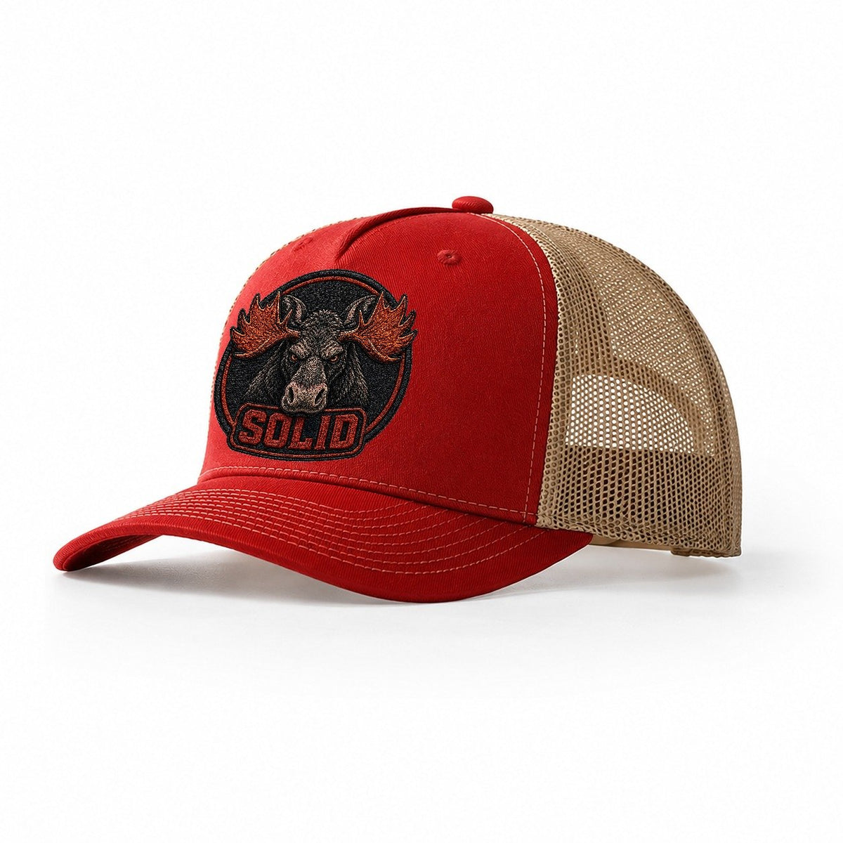 Moose Solid Badge Trucker Hat – Red Khaki