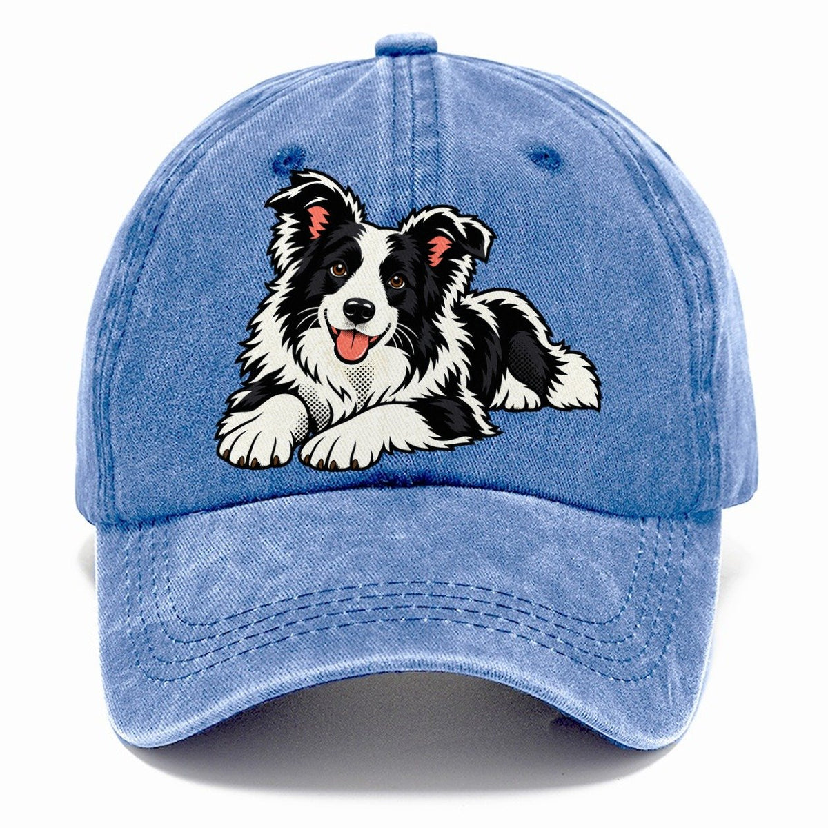 Pop Art Border Collie Lying Down Top Breeds Classic Cap – Summer Sky