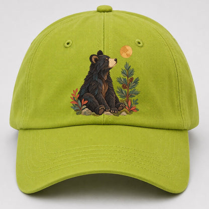 Small Bear Pine Moon Gentle Wild Baseball Cap – Fluorescent Green
