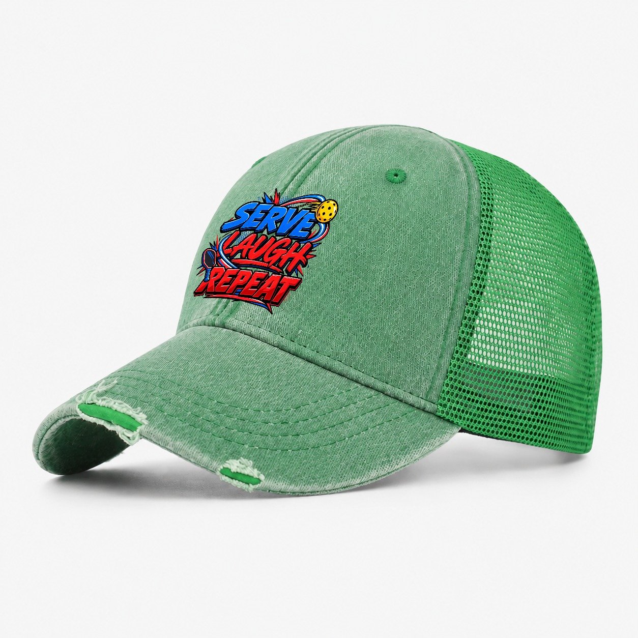 Serve Laugh Repeat Pickleball Life Washed Trucker Hat – Ink Green
