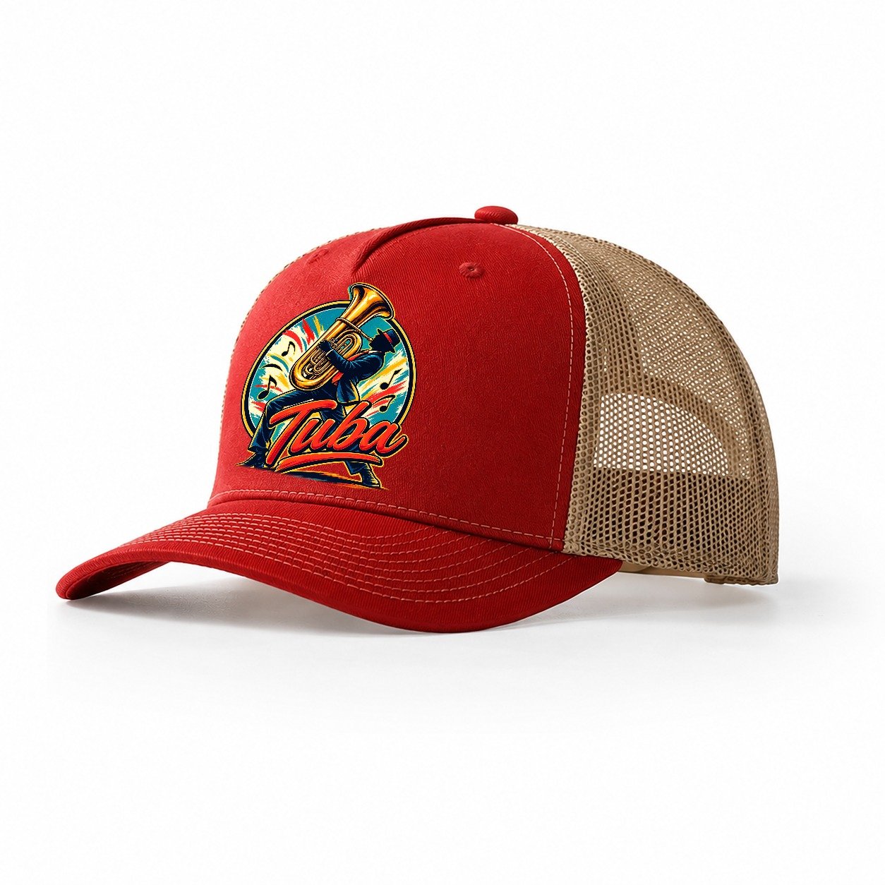 Tuba Crest Music Instruments Trucker Hat – Red Khaki