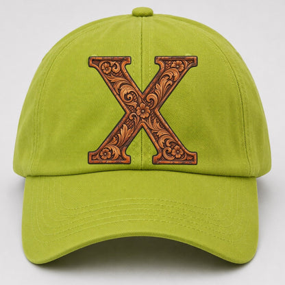 Tooled Leather X Monogram Baseball Cap – Fluorescent Green