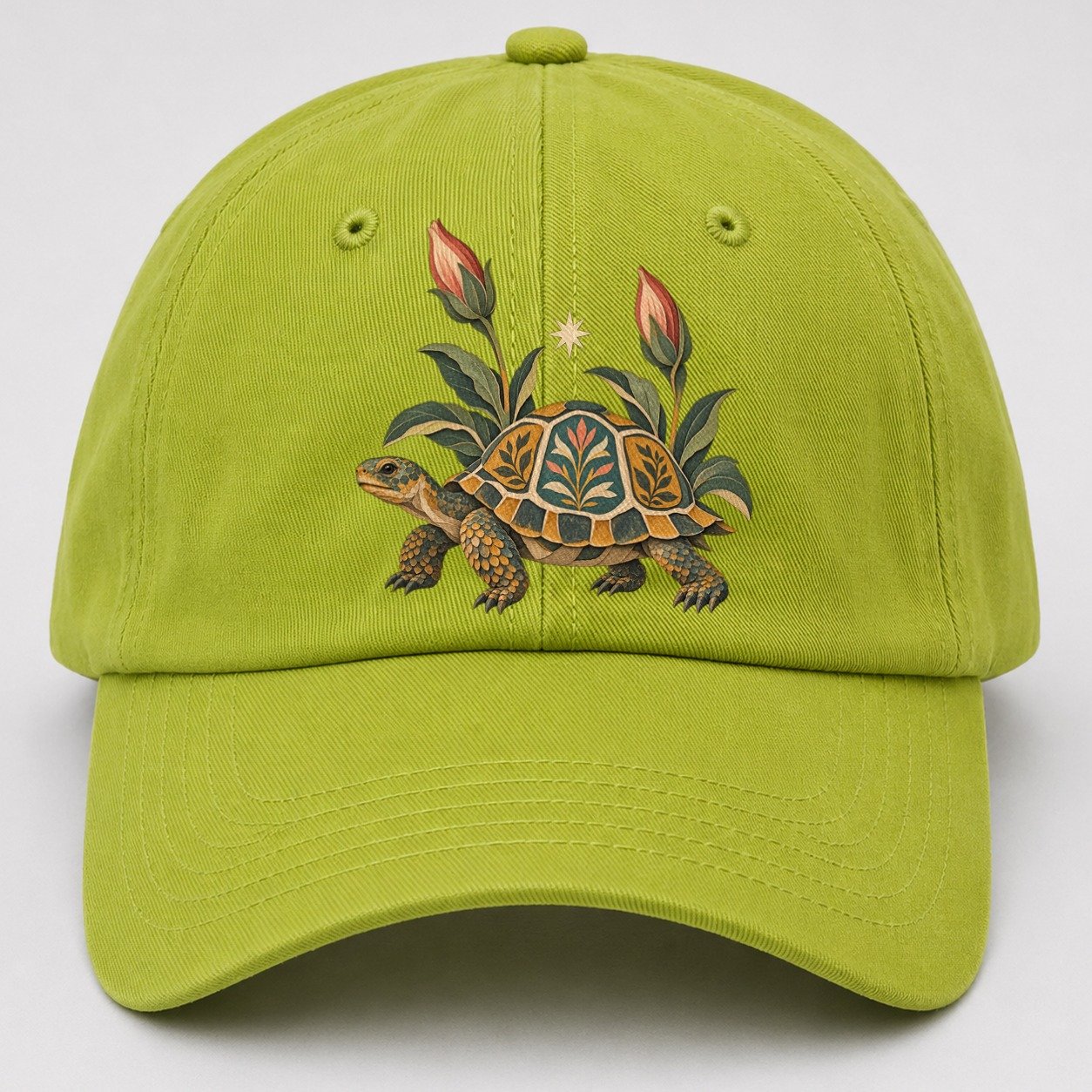 Tortoise Night Garden Gentle Wild Baseball Cap – Fluorescent Green