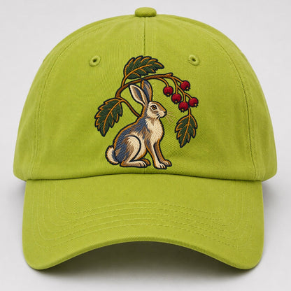 Scottish Rowan And Mountain Hare Uk Culture Heritage Baseball Cap – Fluorescent Green