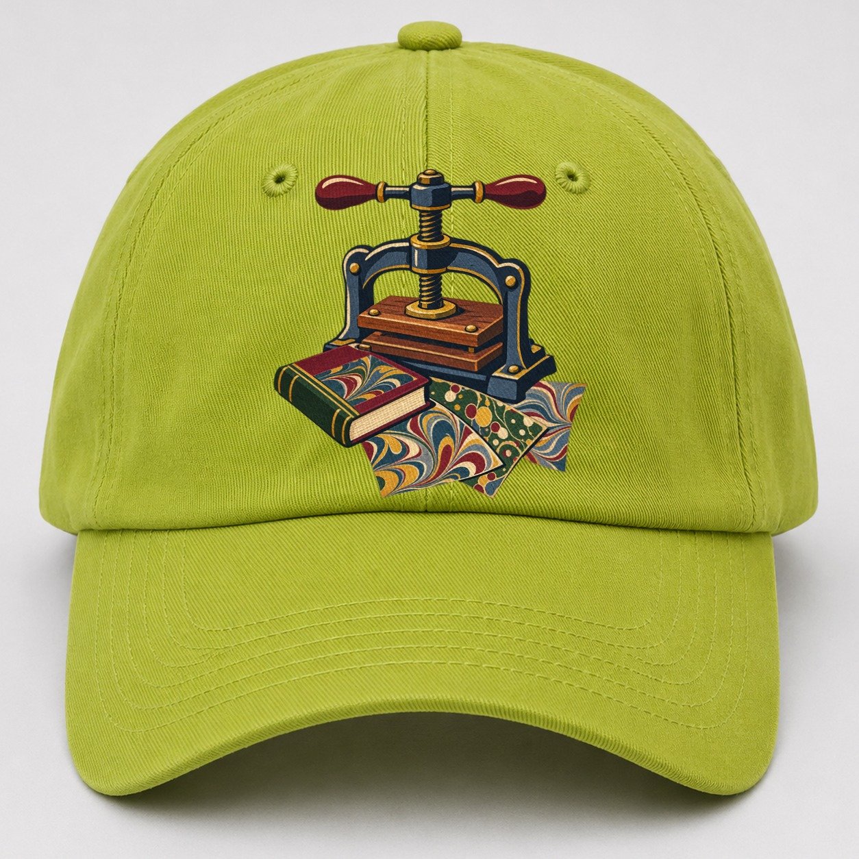 Bookbinder Press And Marbled Pages Uk Culture Heritage Baseball Cap – Fluorescent Green