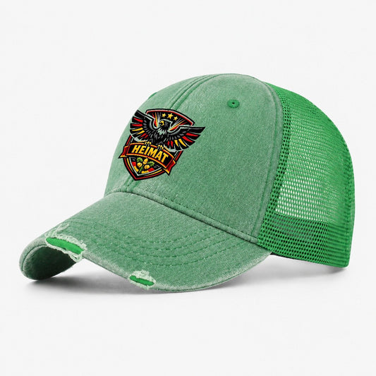 Heimat Crest Washed Trucker Hat – Ink Green