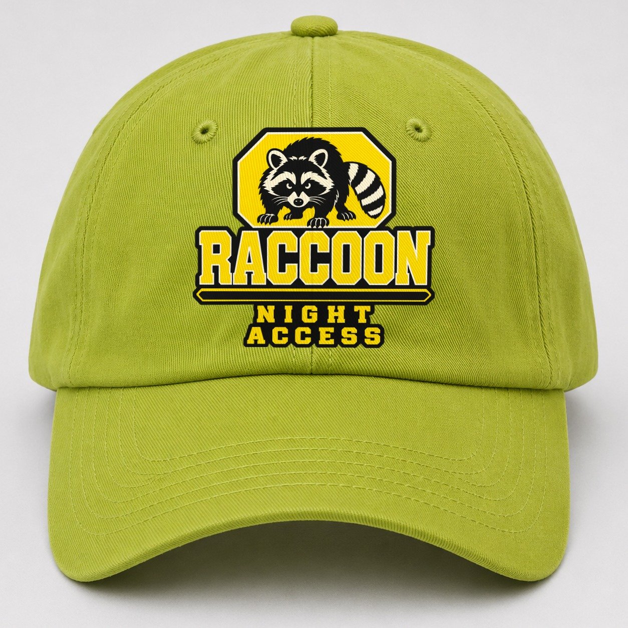 Raccoon Night Access Heavy Duty Baseball Cap – Fluorescent Green