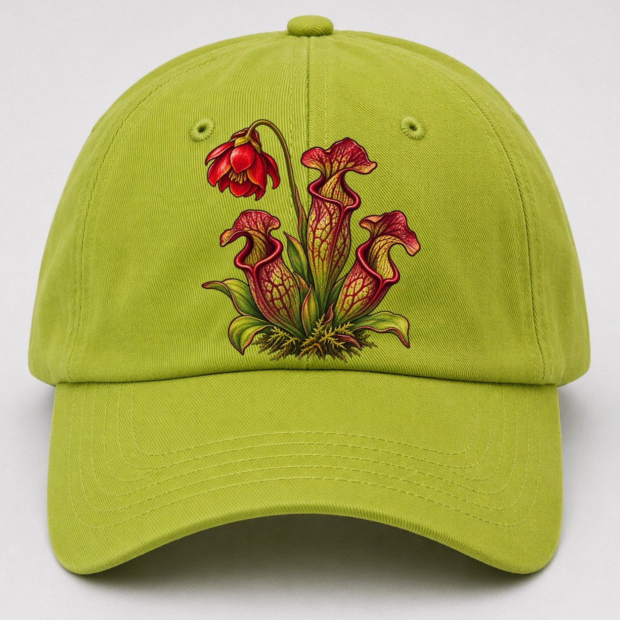 Newfoundland And Labrador Purple Pitcher Plant Canada Cultural Icons Baseball Cap – Fluorescent Green
