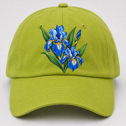 Quebec Blue Flag Iris Canada Cultural Icons Baseball Cap – Fluorescent Green