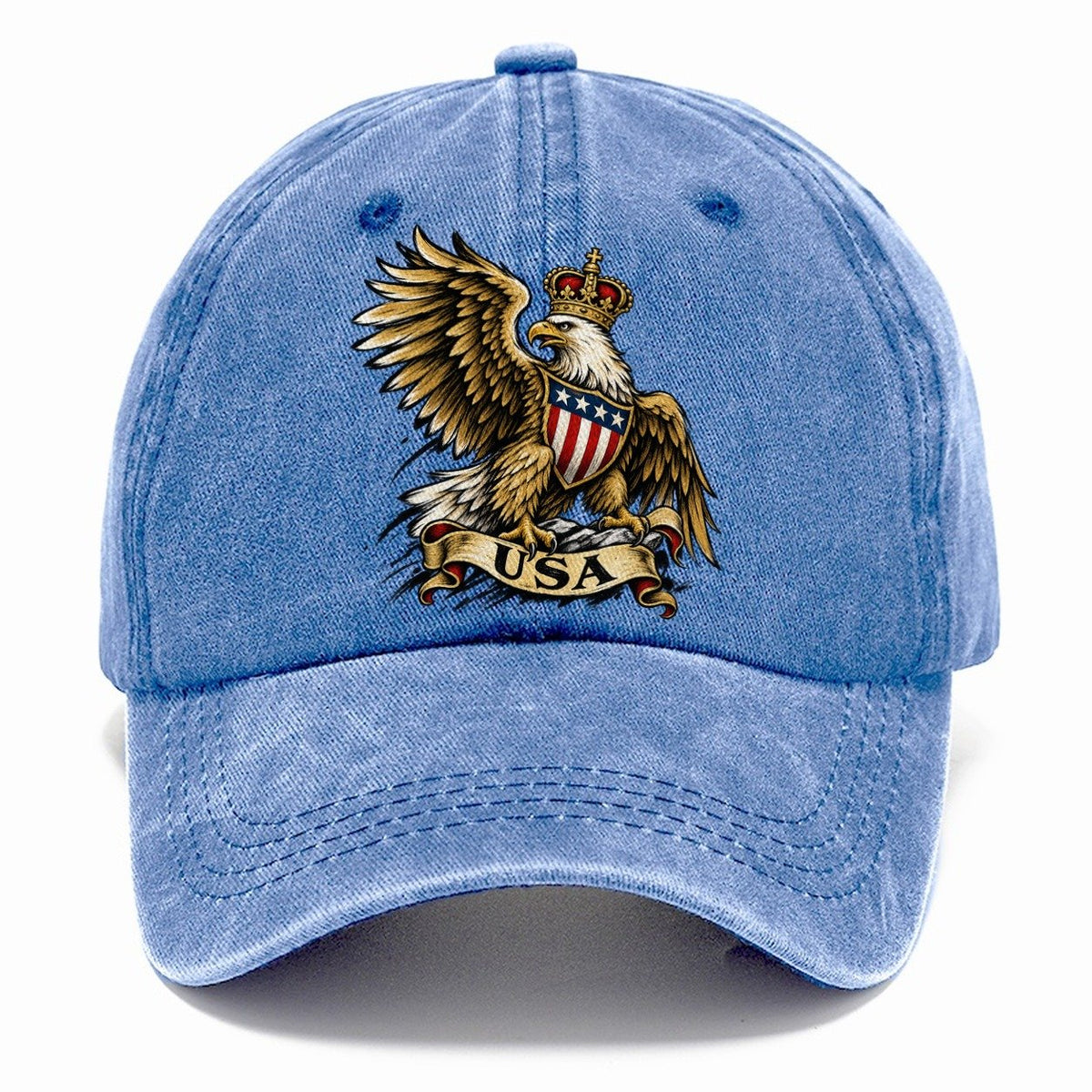Crowned Eagle USA Shield Classic Cap – Summer Sky