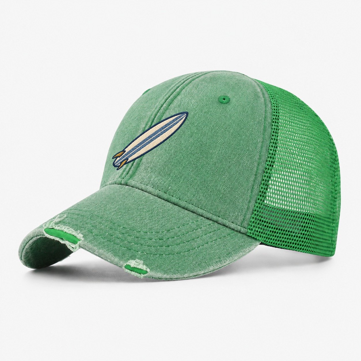 Surfboard Tiny Solo Marks Washed Trucker Hat – Ink Green