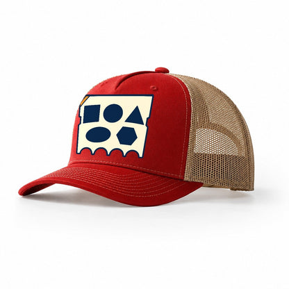 Swage Block Face Blacksmithing Trucker Hat – Red Khaki