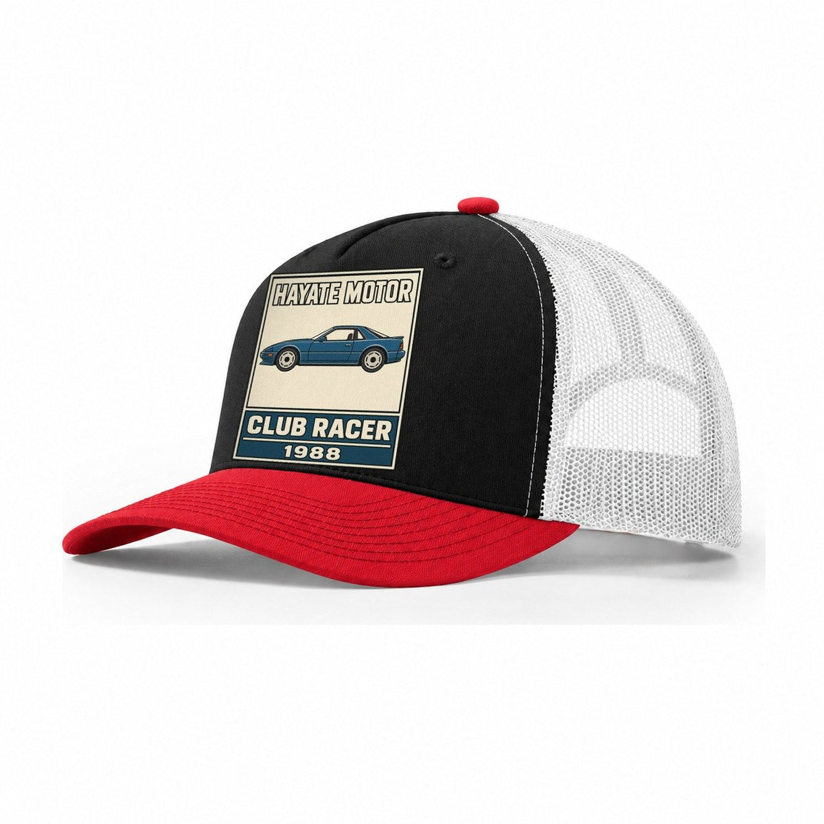 Hayabusa Club Racer Showa Speed Plates Trucker Hat – Black Red White
