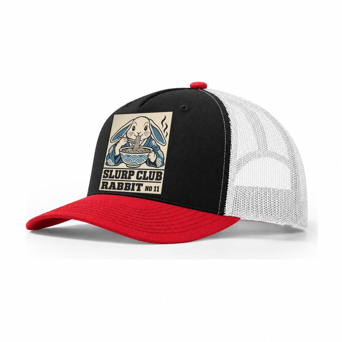 Rabbit Veg Slurp Club Trucker Hat – Black Red White