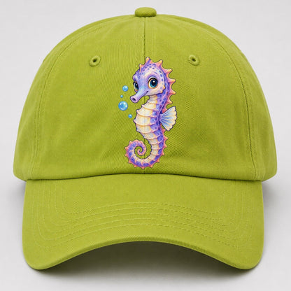 Seahorse Three Quarter Drift Sea Sprite Baseball Cap – Fluorescent Green