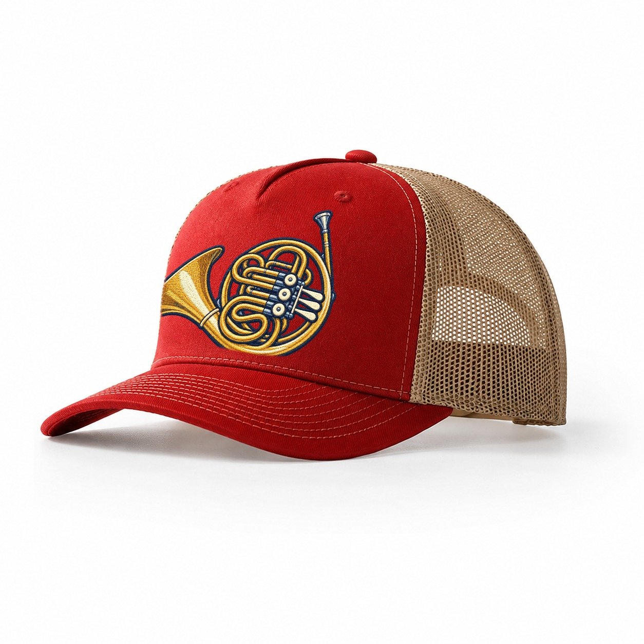 French Horn Tiny Solo Marks Trucker Hat – Red Khaki