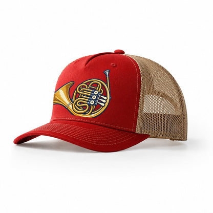 French Horn Tiny Solo Marks Trucker Hat – Red Khaki
