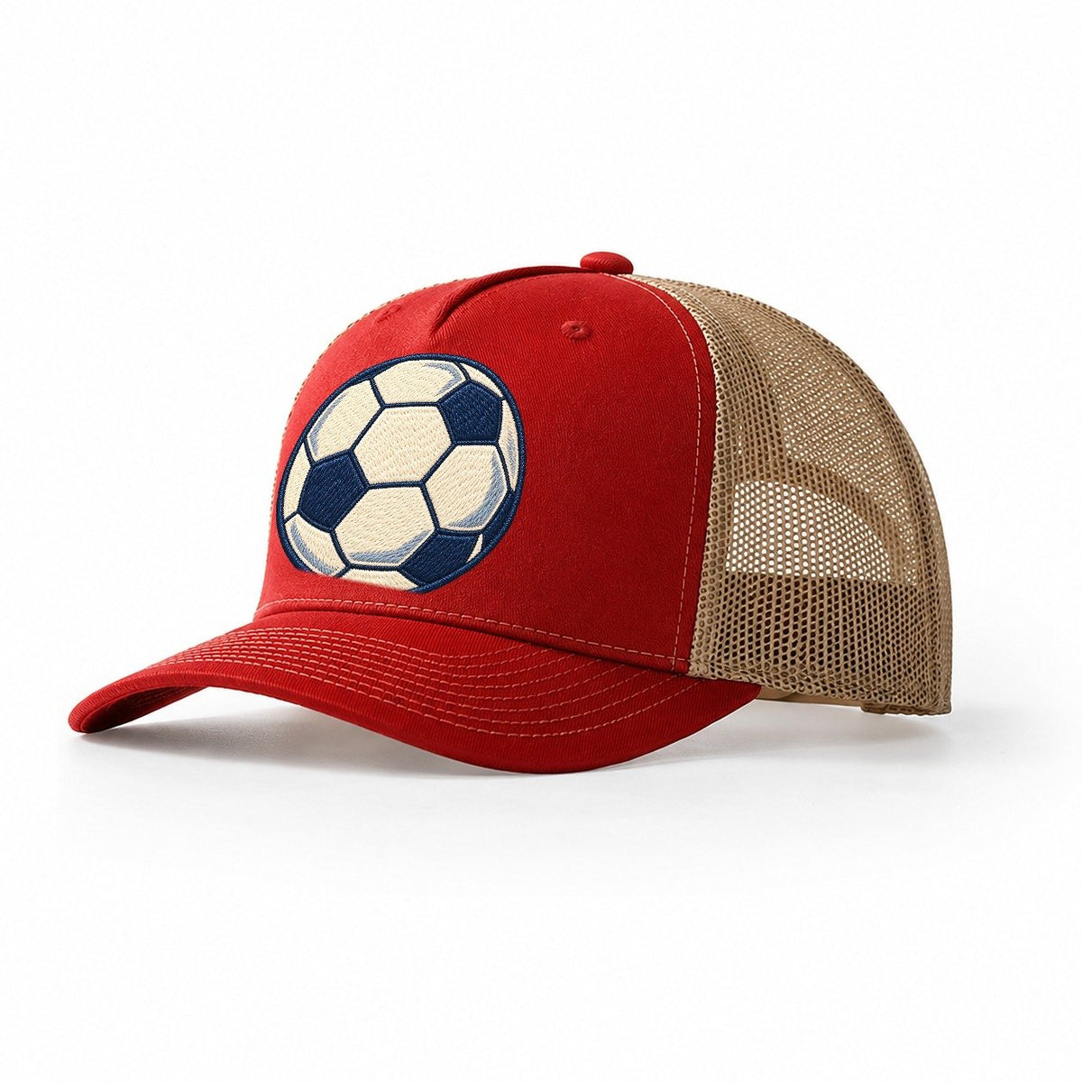 Soccer Ball Tiny Solo Marks Trucker Hat – Red Khaki