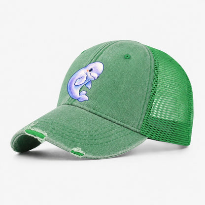 Beluga Whale Gentle Turn Sea Sprite Washed Trucker Hat – Ink Green
