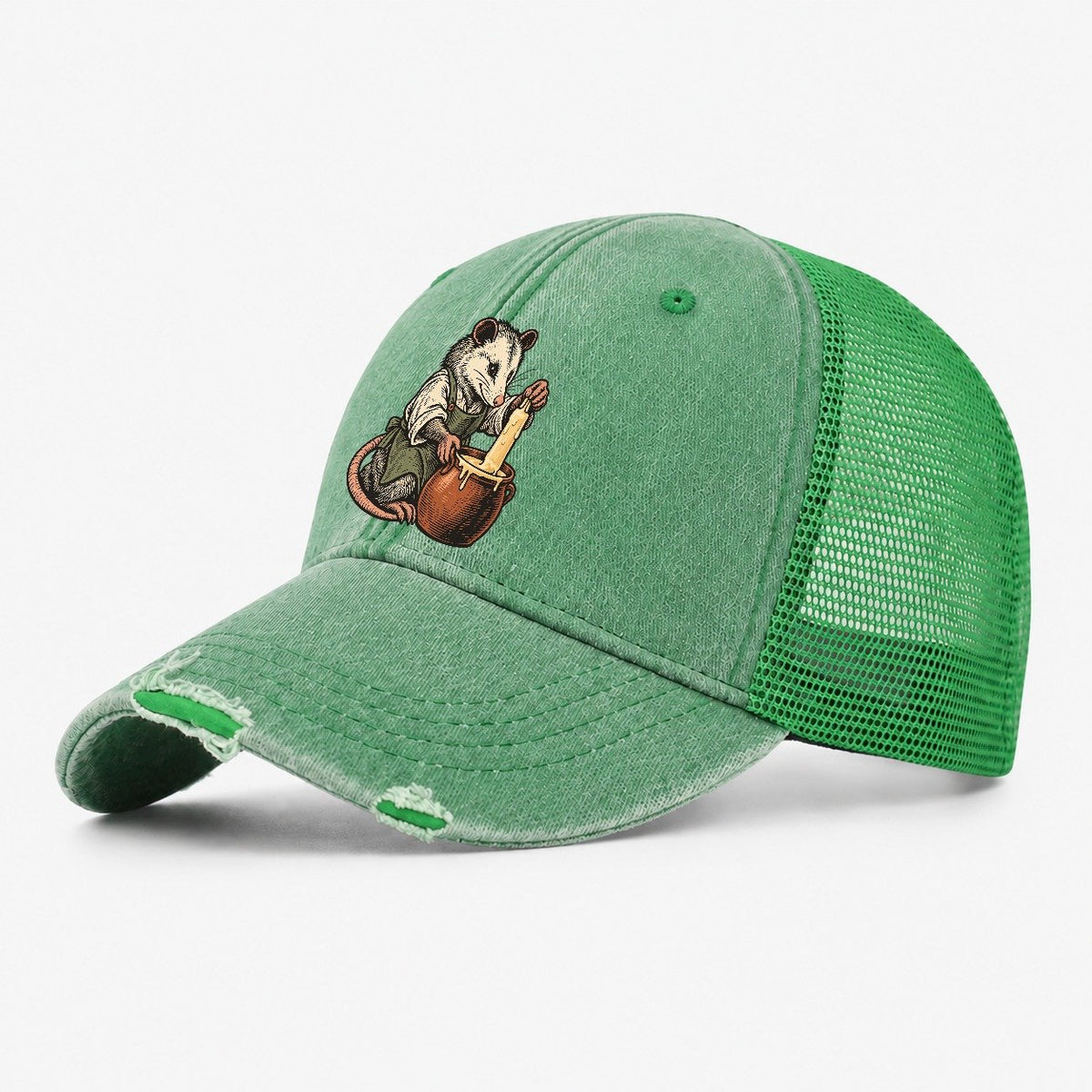 Opossum Candle Maker Sundown Familiars Washed Trucker Hat – Ink Green