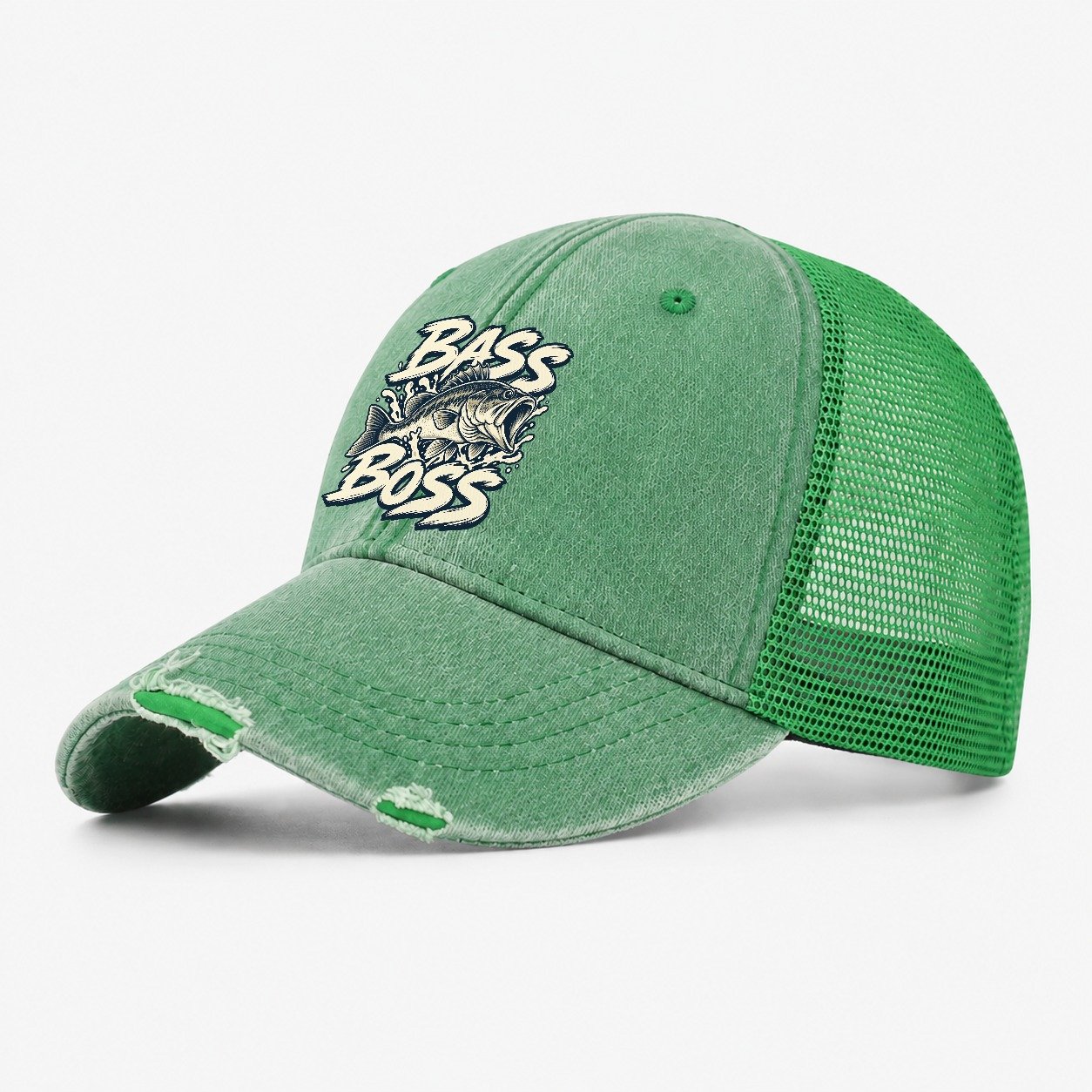 Bass Boss Fishing Elegant Washed Trucker Hat – Ink Green