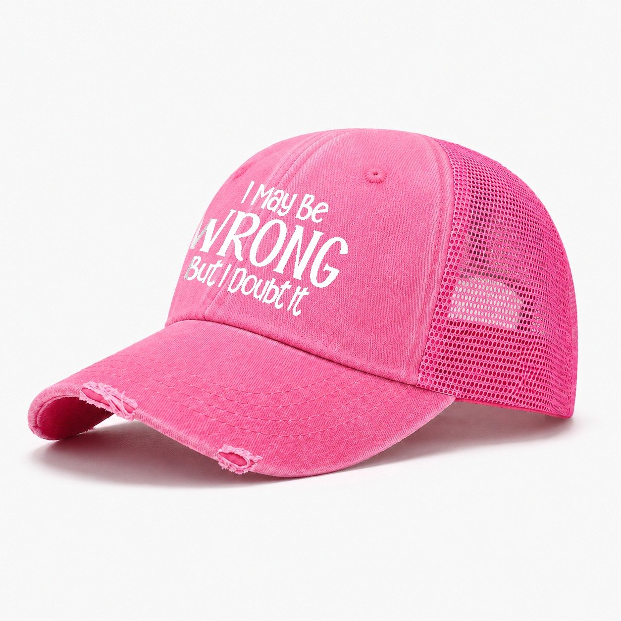 I May Be Wrong But Design Washed Trucker Hat – Rose