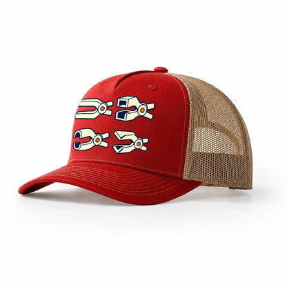 Tongs Jaw Family Blacksmithing Trucker Hat – Red Khaki