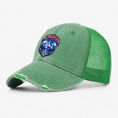 Slovenia Retro Badge Country Logos Washed Trucker Hat – Ink Green
