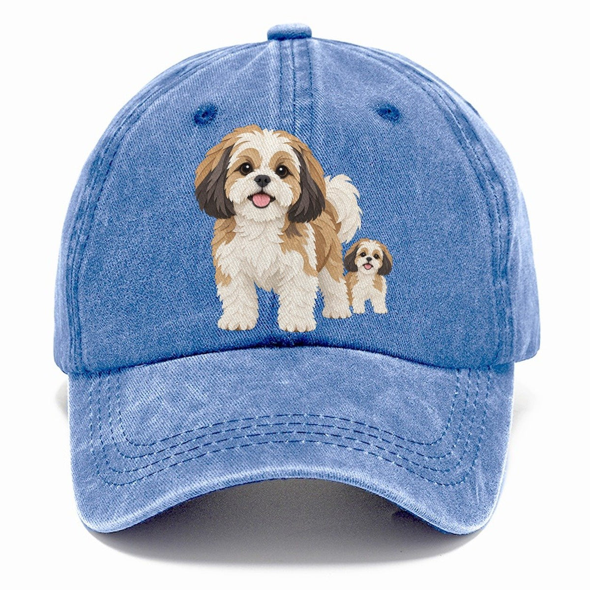 Cut-Paper Collage Shih Tzu Standing Top Breeds Classic Cap – Summer Sky