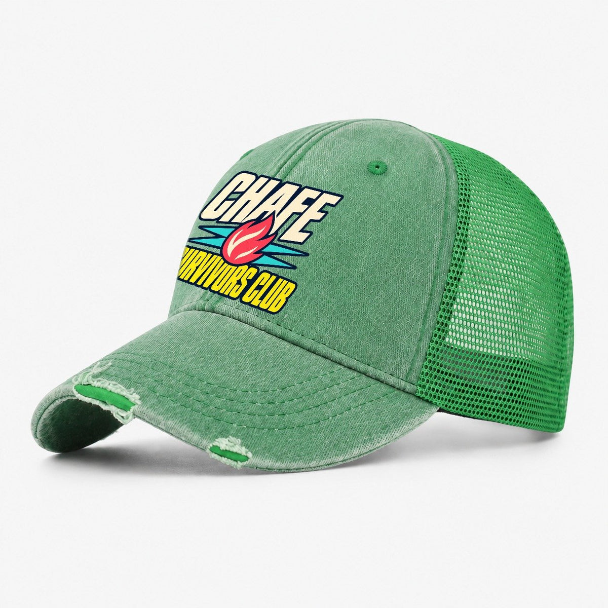 Chafe Survivors Club 90S Running Clubs Washed Trucker Hat – Ink Green