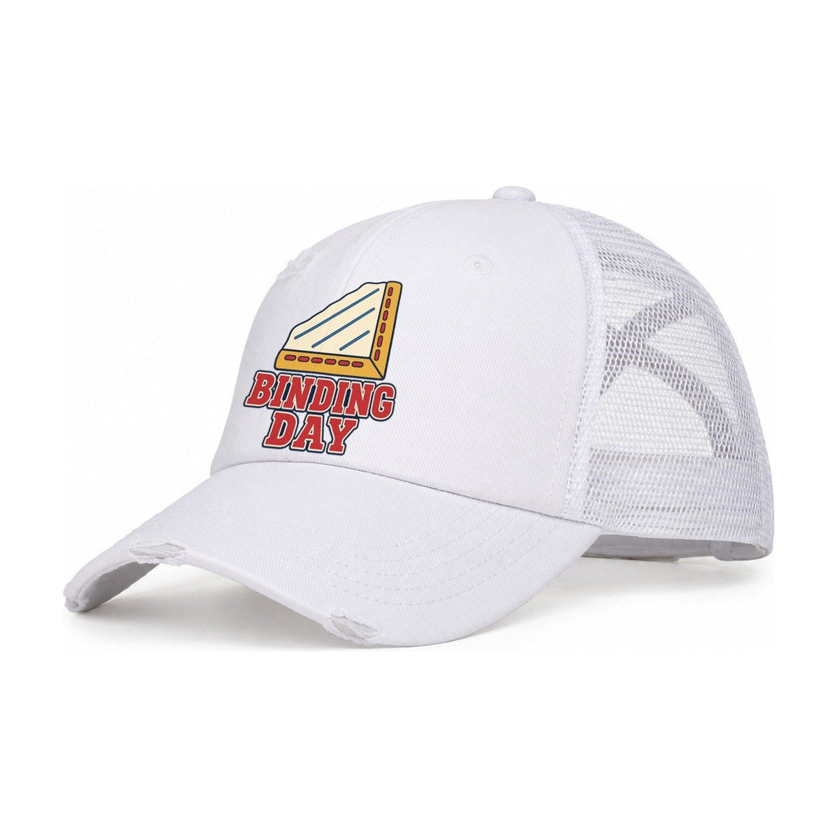 Binding Day Sewing And Quilting Women's Ponytail Trucker Hat – White White