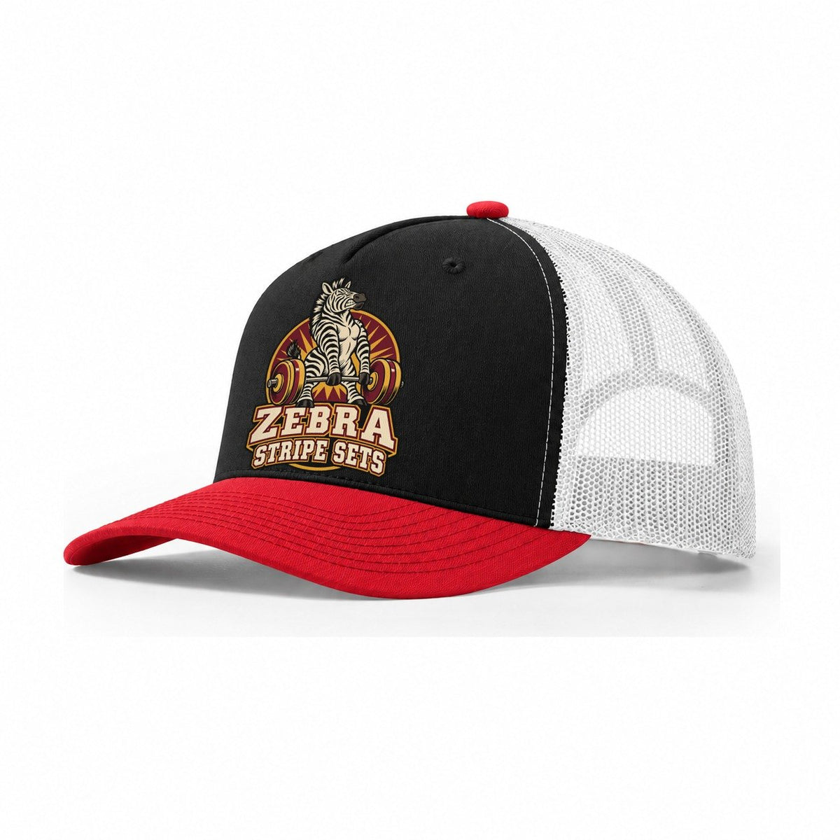 Zebra Stripe Sets Animal Lifters Trucker Hat – Black Red White