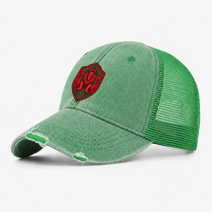 Morocco Minimal Emblem Country Logos Washed Trucker Hat – Ink Green