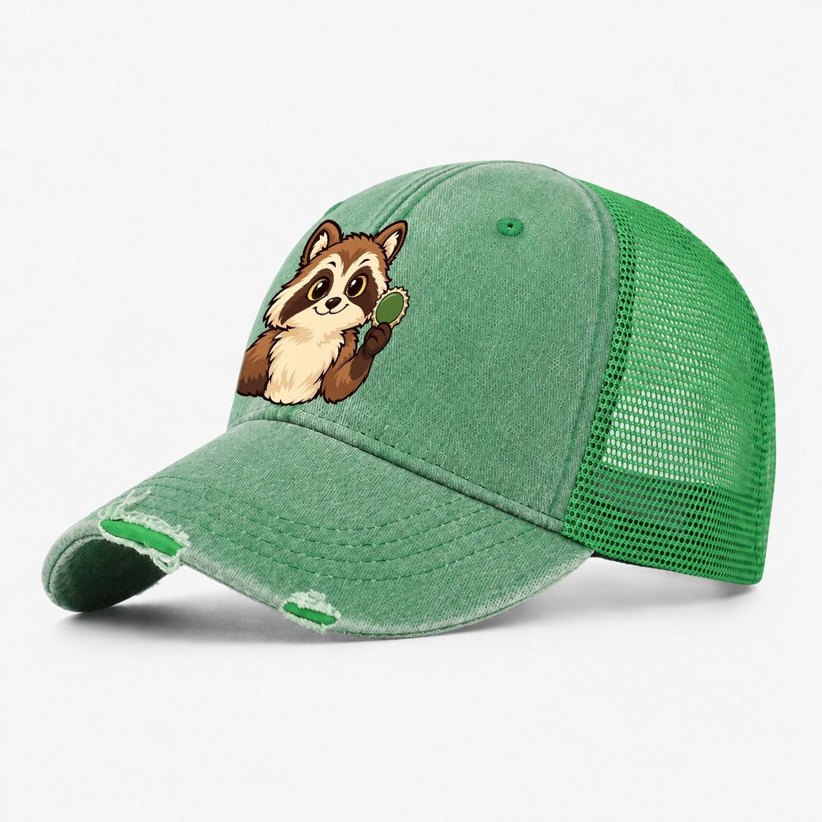 Cellar Raccoon Homebrewing Washed Trucker Hat – Ink Green