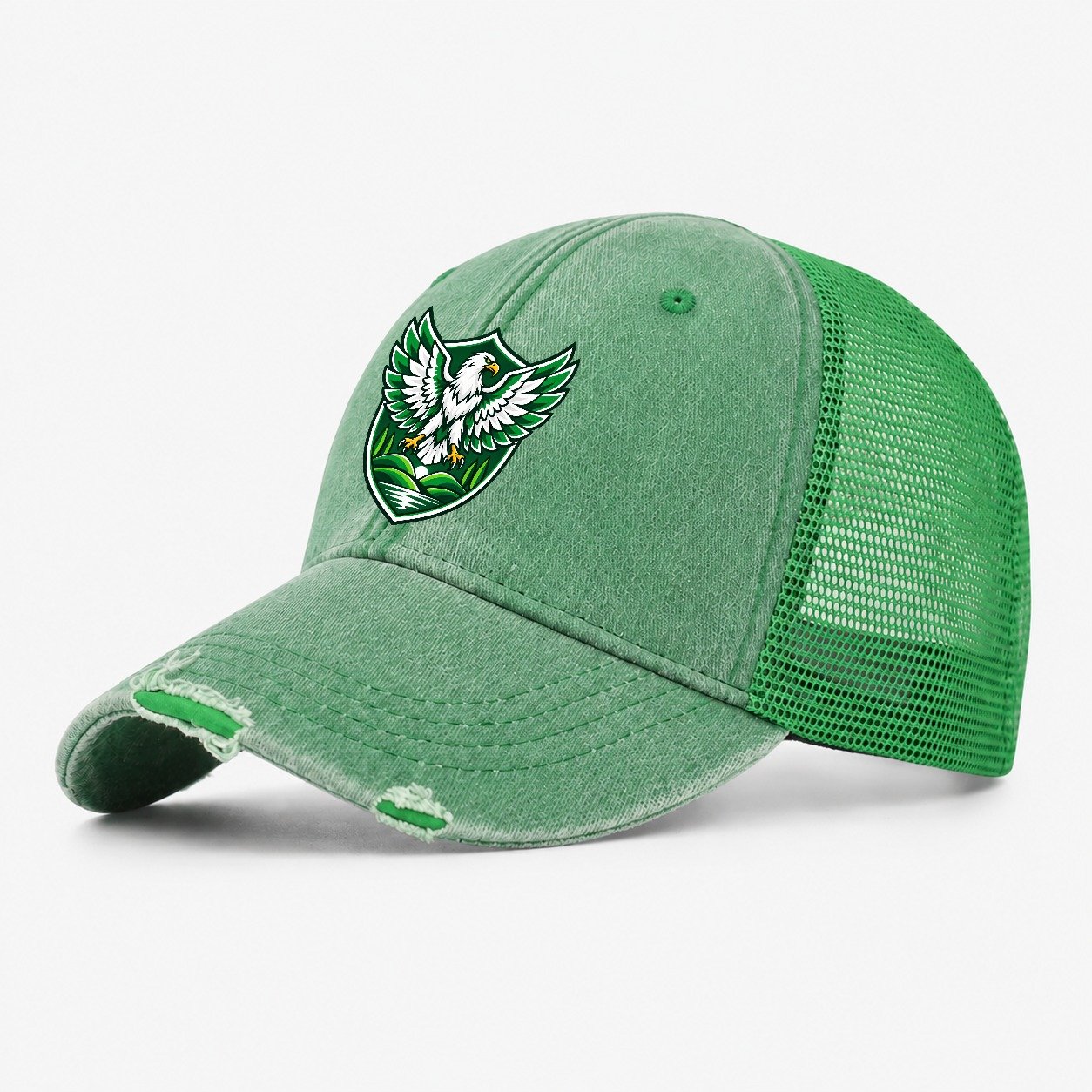 Nigeria Minimal Emblem Country Logos Washed Trucker Hat – Ink Green