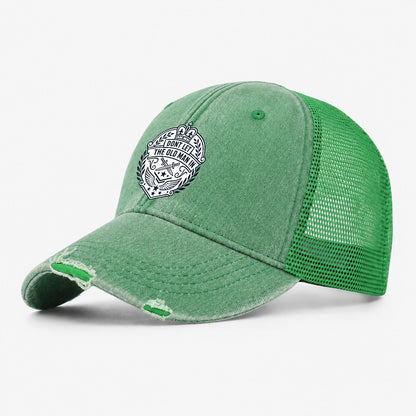 Don't Let the Old Man In Line Art Washed Trucker Hat – Ink Green